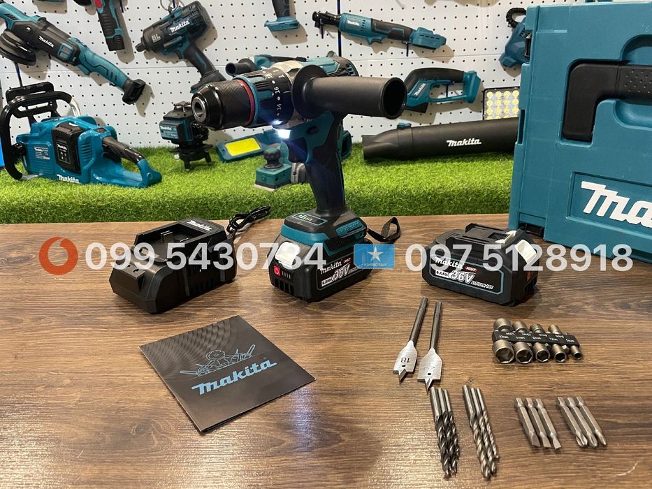 Шуруповерт Makita DHP485BL 36V 8Ah ударний з набором Шурупокрут макіта
