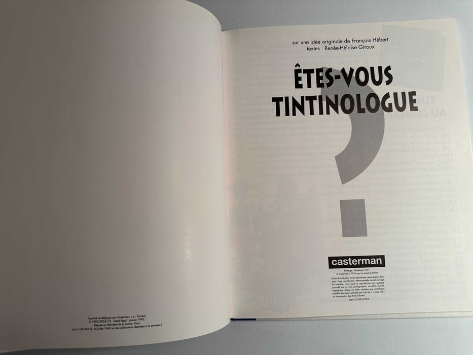 Livro da série "Le Monde de Tintin" - "Êtes-Vous Tintinologue"
