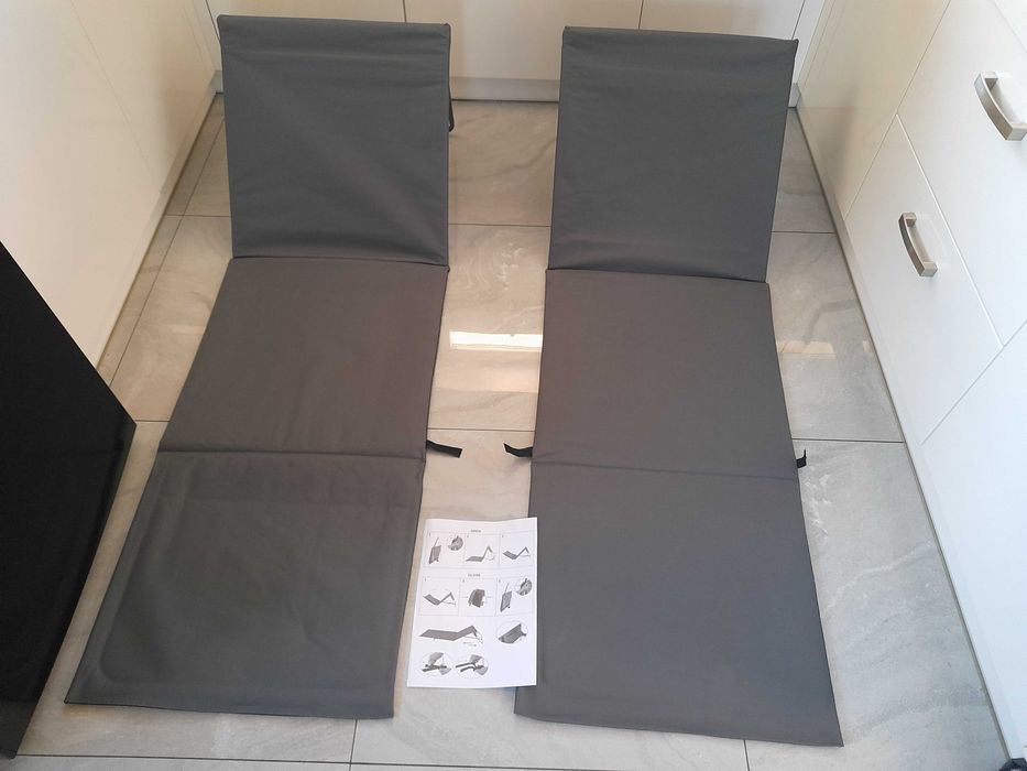 Składane maty plażowe kempingowe , 2 szt., stal i tkanina, szare