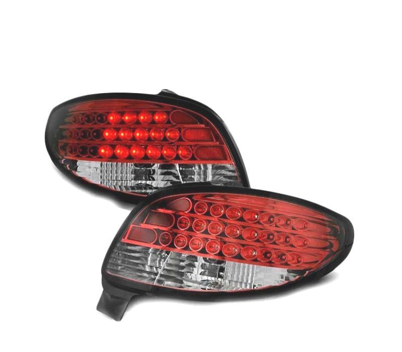 FAROLINS TRASEIROS LED PEUGEOT 206 98-09 VERMELHO TRANSPARENTE