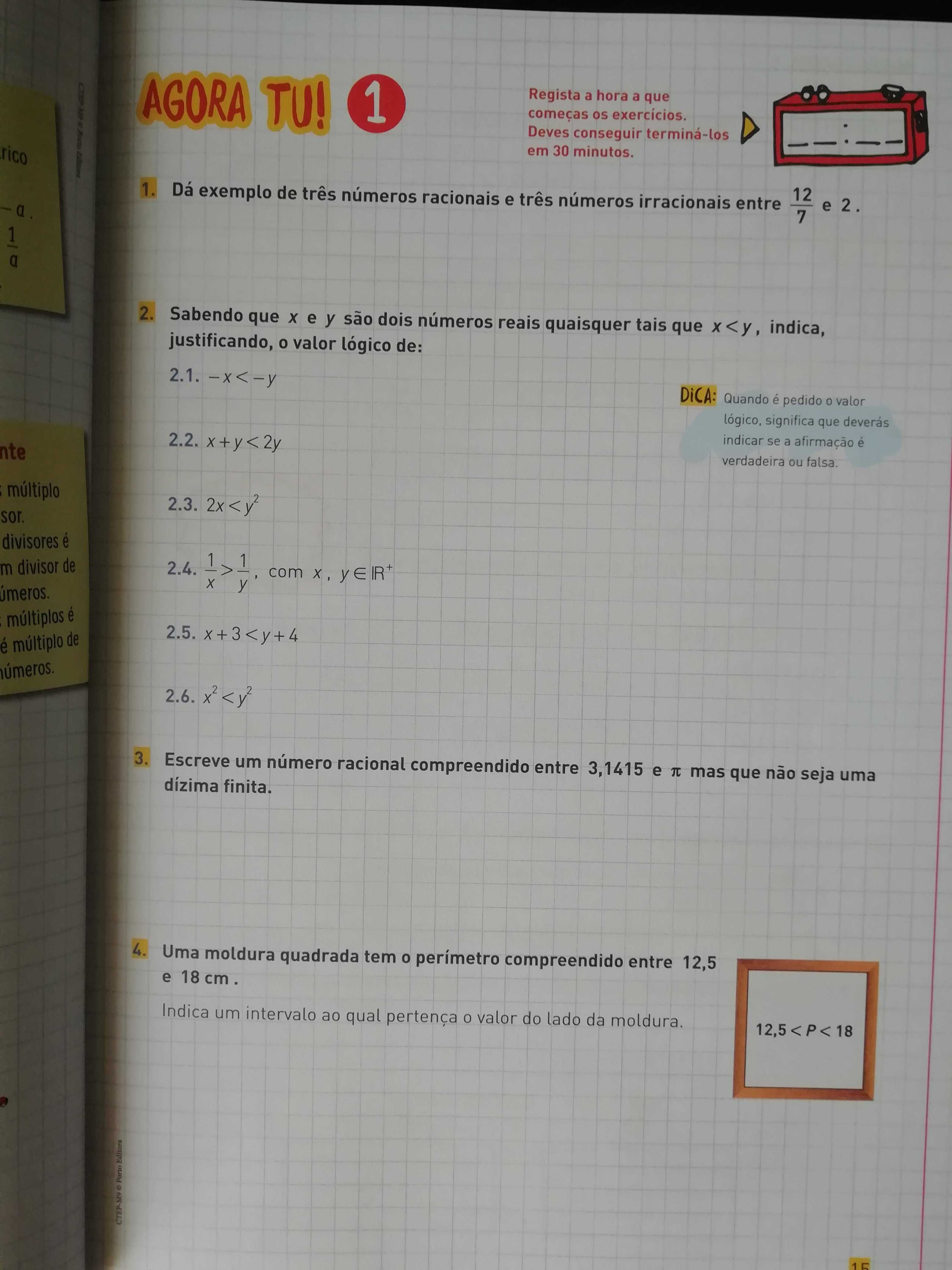 livro Matemática 9º ano preparação testes Porto Editora