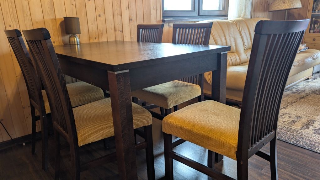 Komplet drewniany stół +6 krzeseł
