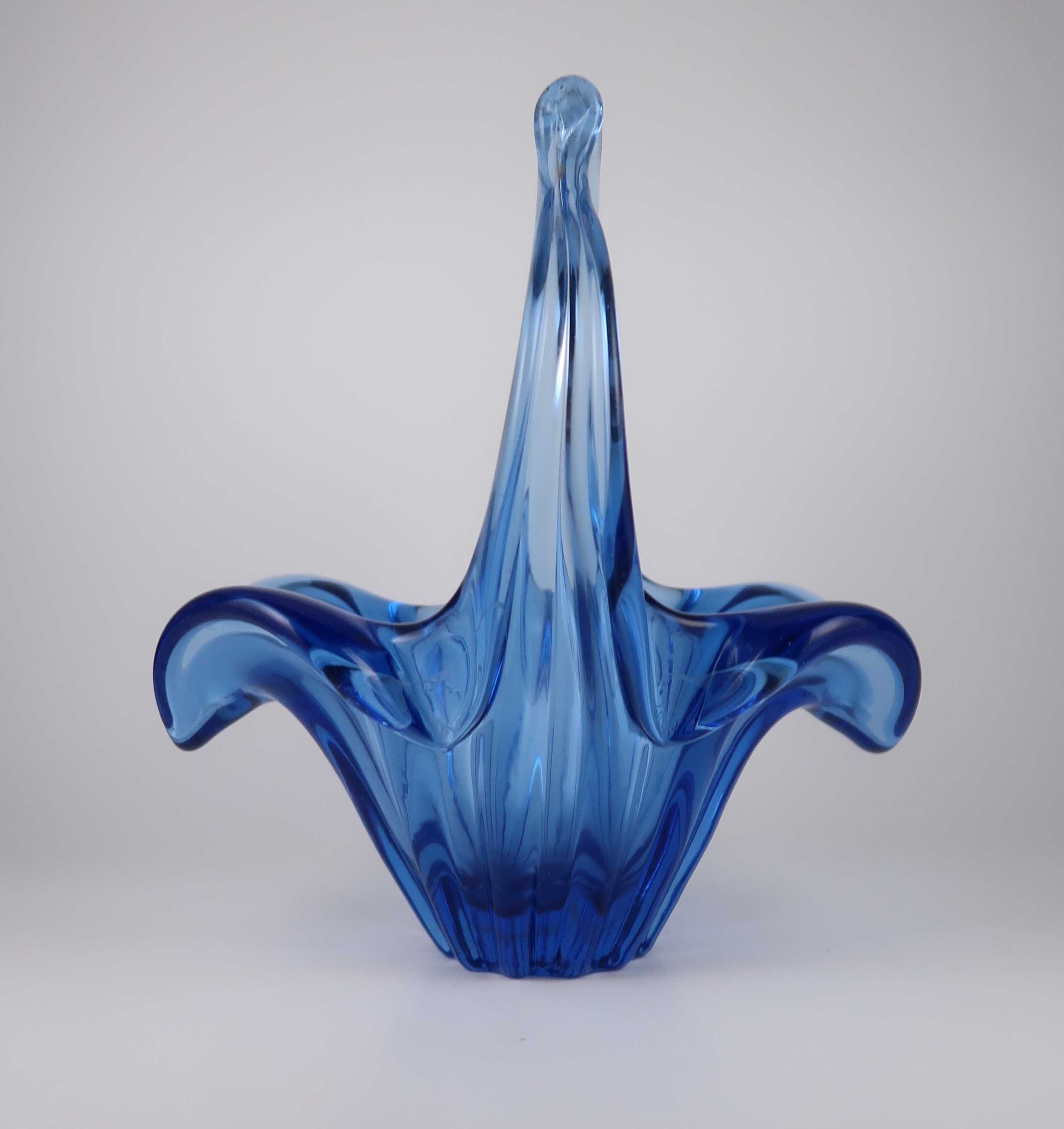 Cesta Centro de Mesa em vidro Murano azul