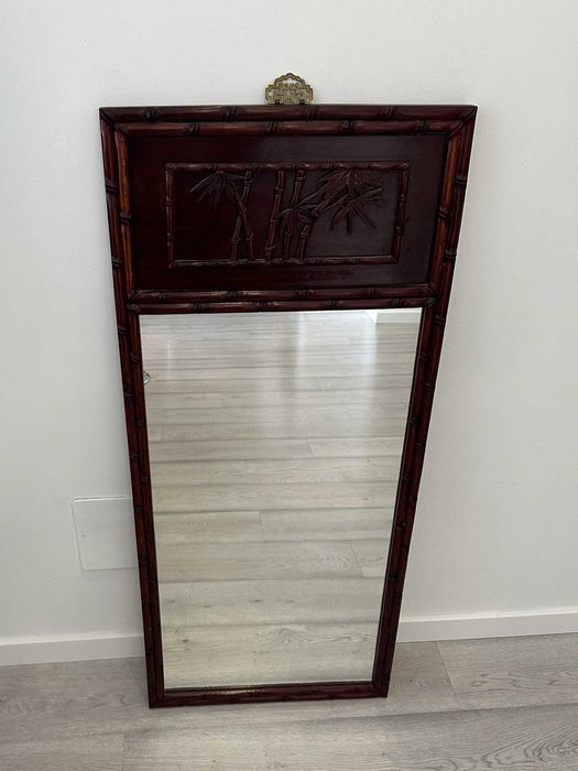 Espelho Retangular com Moldura em Estilo Bambu