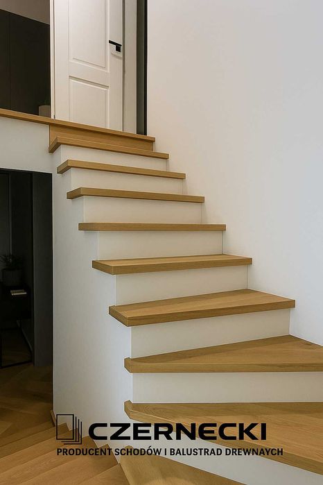 Schody na beton, dab, jesion, produkcja, montaż, CNC, dostawa, Polska