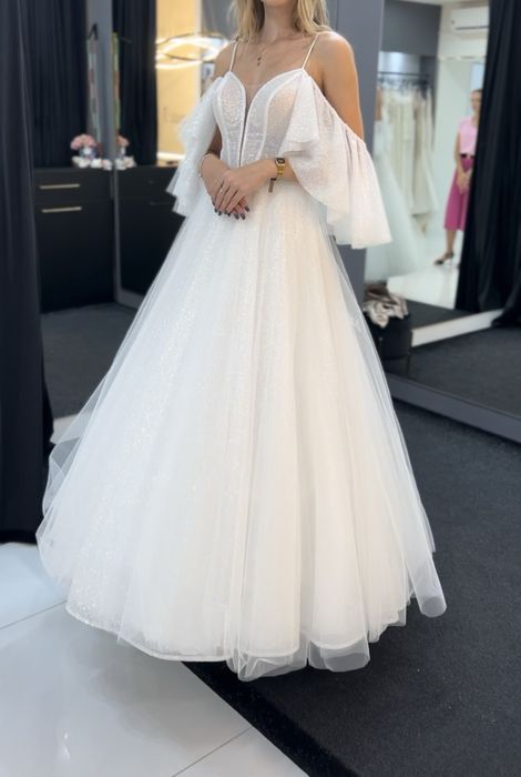Sukienka ślubna księżniczka glamour brokatowa