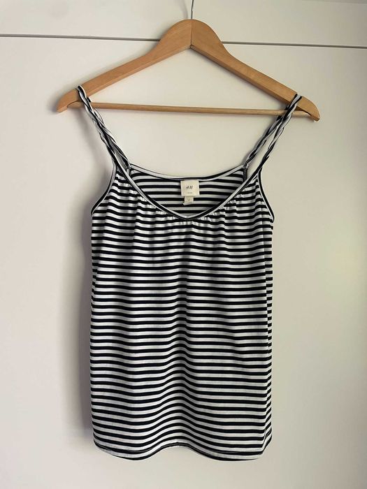 Bluzka H&M (biało-granatowa, XS)