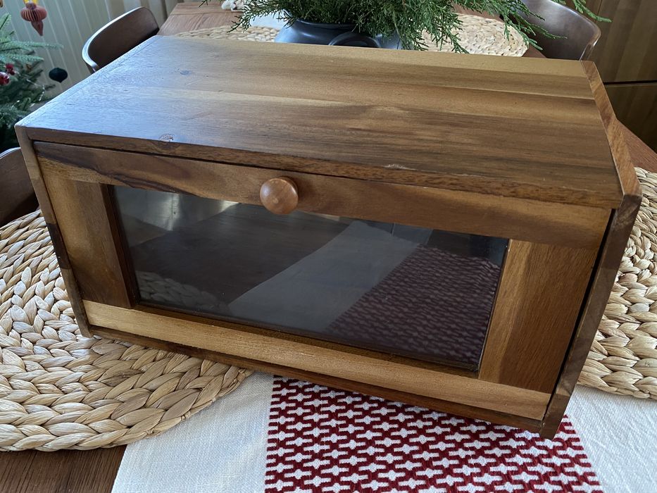 Chlebak drewniny Zara Home rustykalny naturalny pojemnik