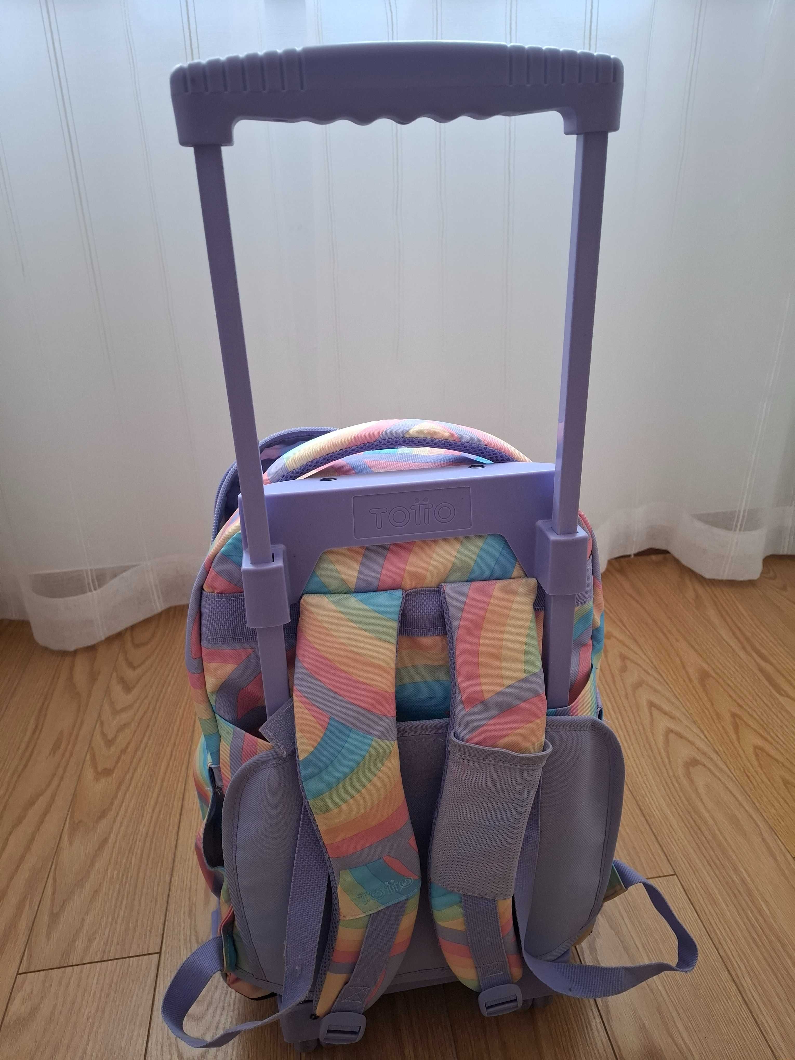 Mochila escolar com rodas arco-íris TOTTO
