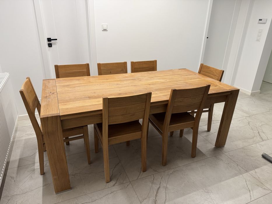 Stol debowy 200x100 Ludwik style  piekny krzesla komplet