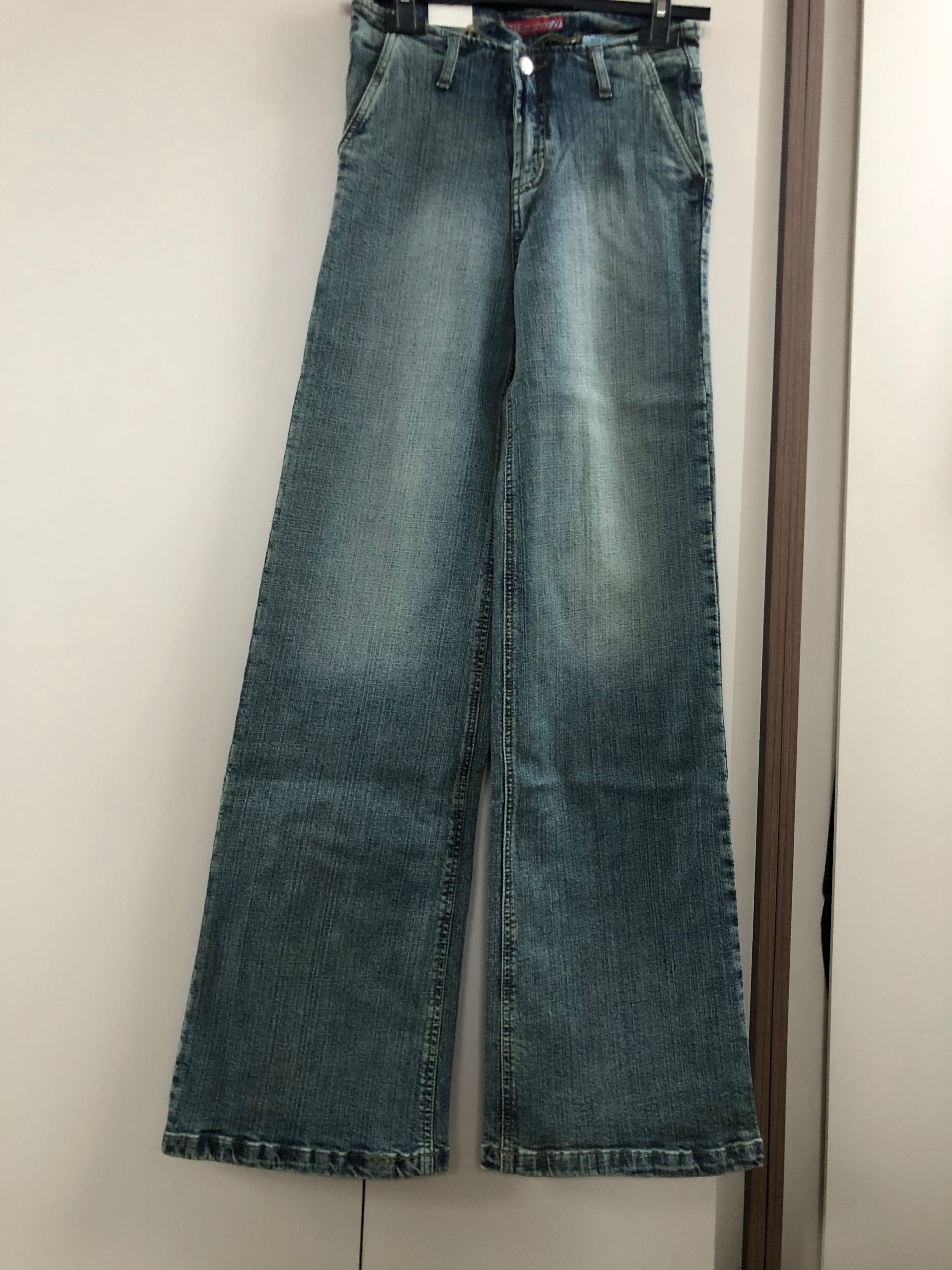 Spodnie nowe jeansy wide leg zielone szerokie nogawki 2000s y2k XS 26