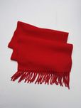 Szalik czerwony, wełniany, z frędzlami. Unisex.