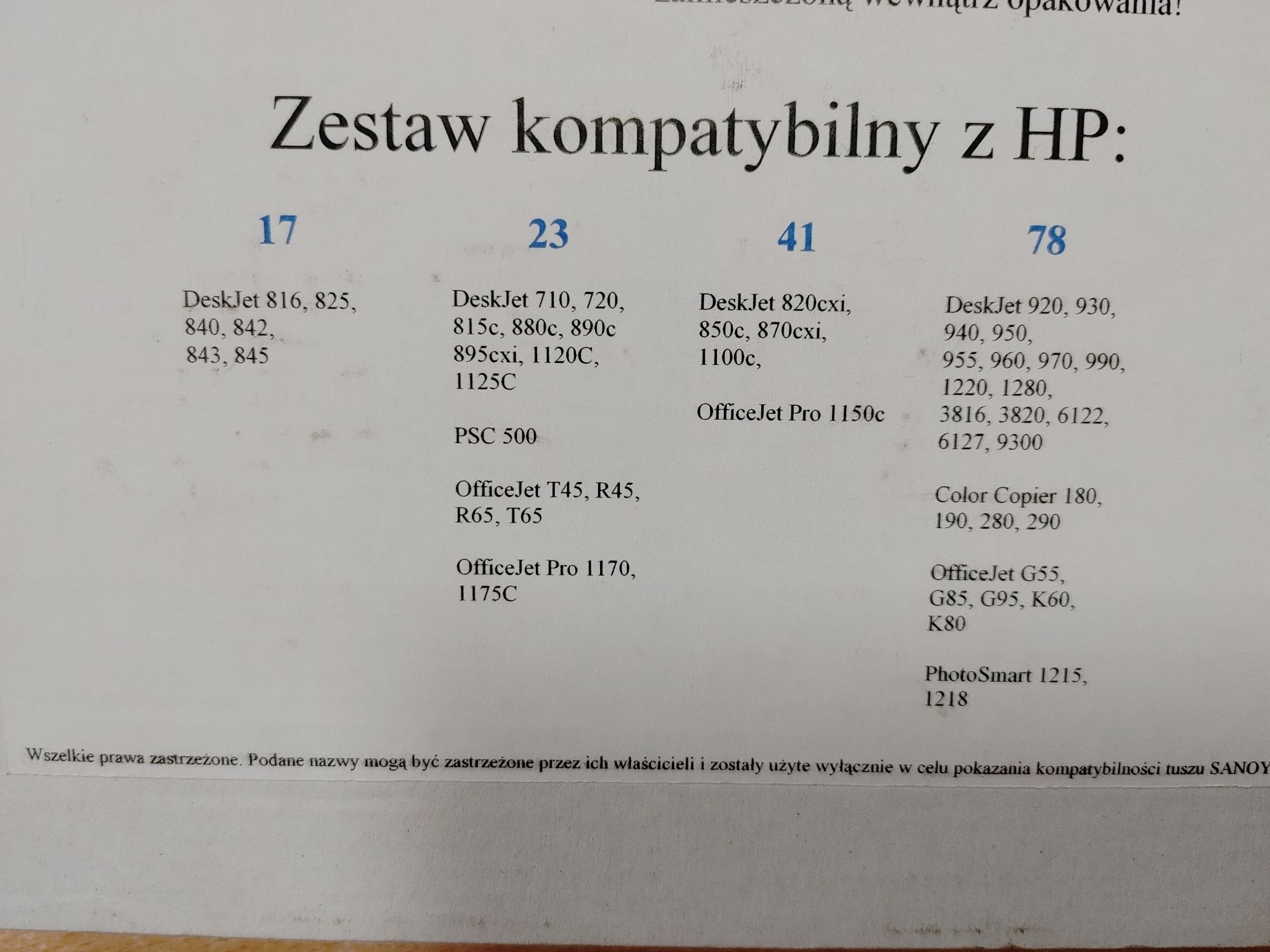 Tusz do drukarki Hp
