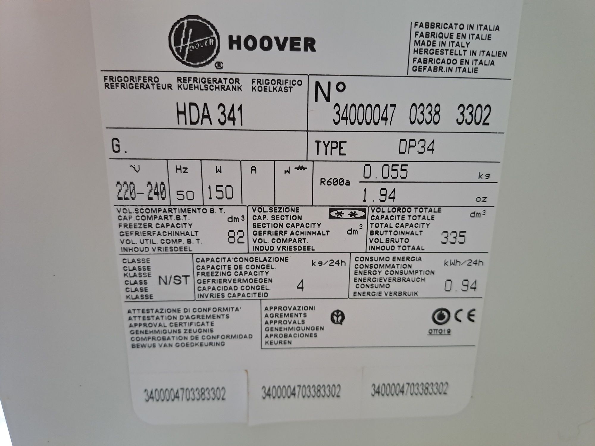 Frigorífico Hoover para peças