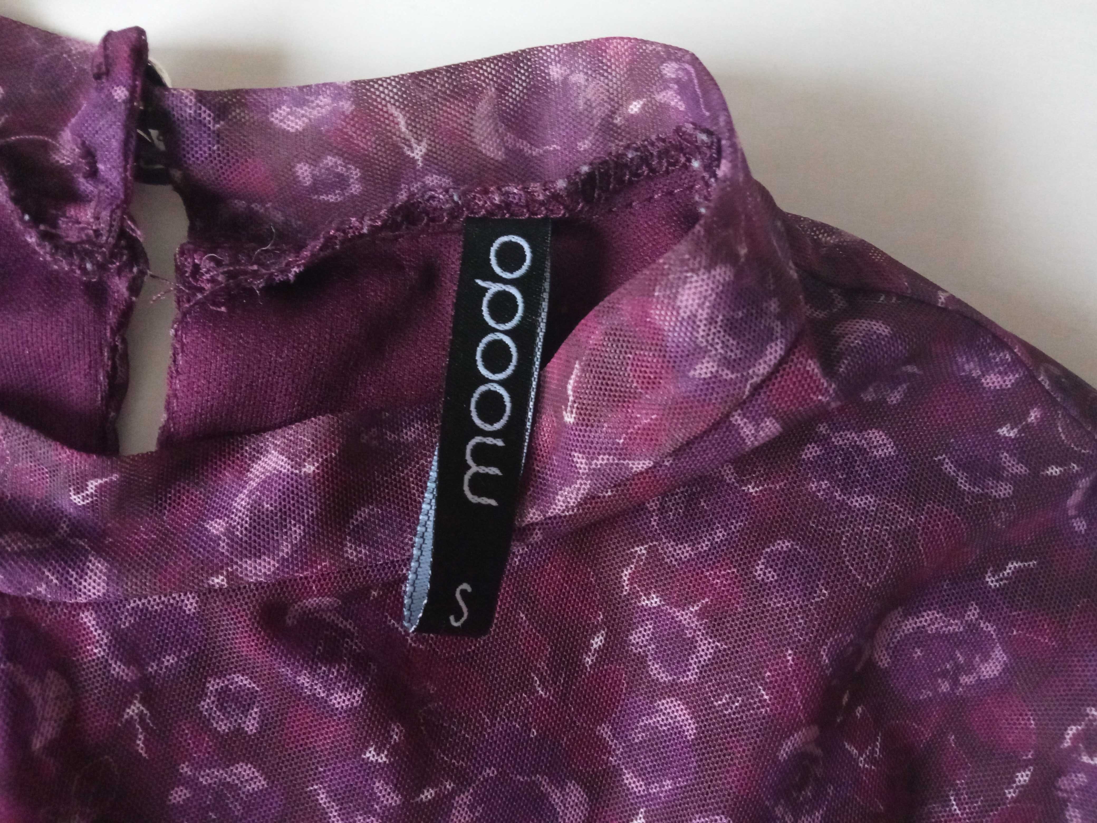 Sukienka fioletowa z długim rękawem elegancka MOODO roz. S 36
