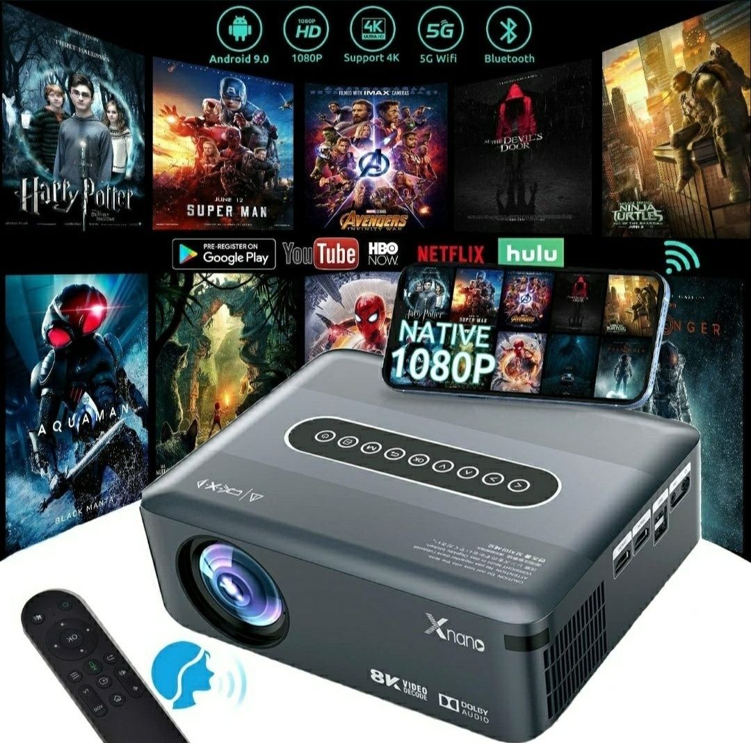 Projetor led Android 12000 lumens + 1080p Nativa REAL + Keystone 4 D