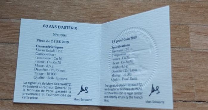 Moeda 2€ Proof Asterix 2019