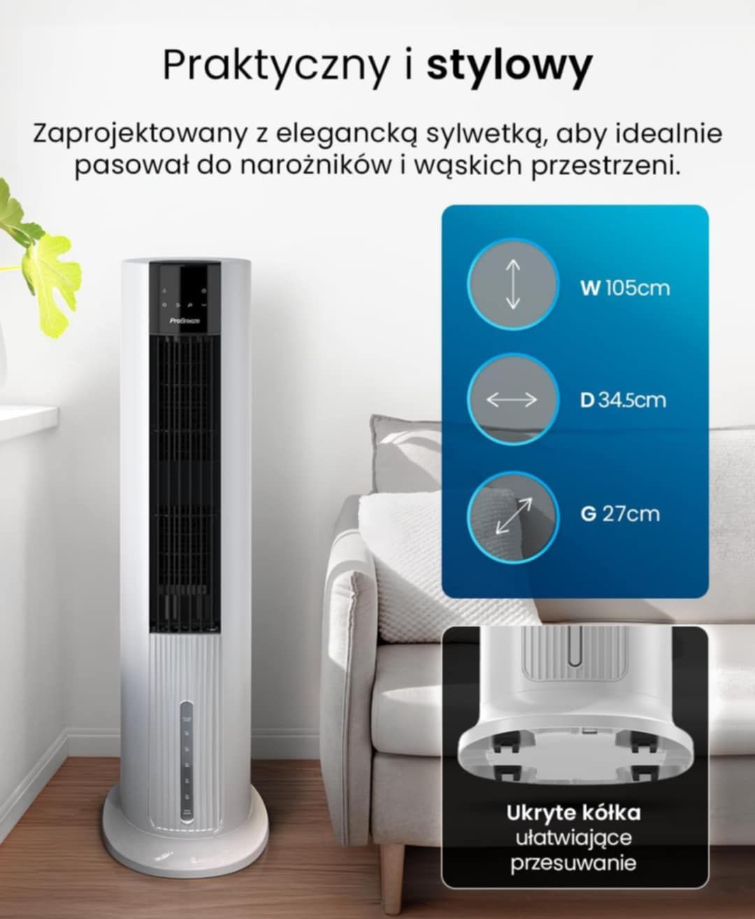 Przenośny wentylator wieżowy Pro Breeze OmniAir 7L 4w1 

MOCNE CHŁODZE