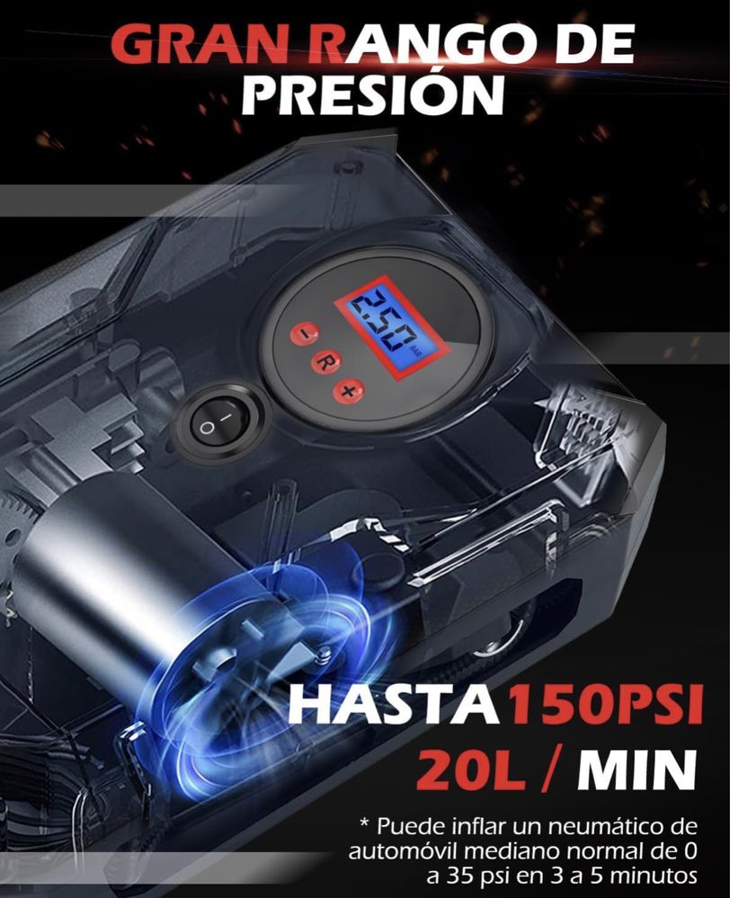 Compressor de ar portátil - Inflador Pneus