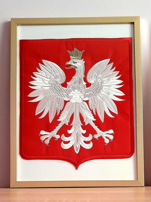 Godło orzeł Polska 420x320 mm [320x280 mm] w ZŁOTEJ ramie PIĘKNE