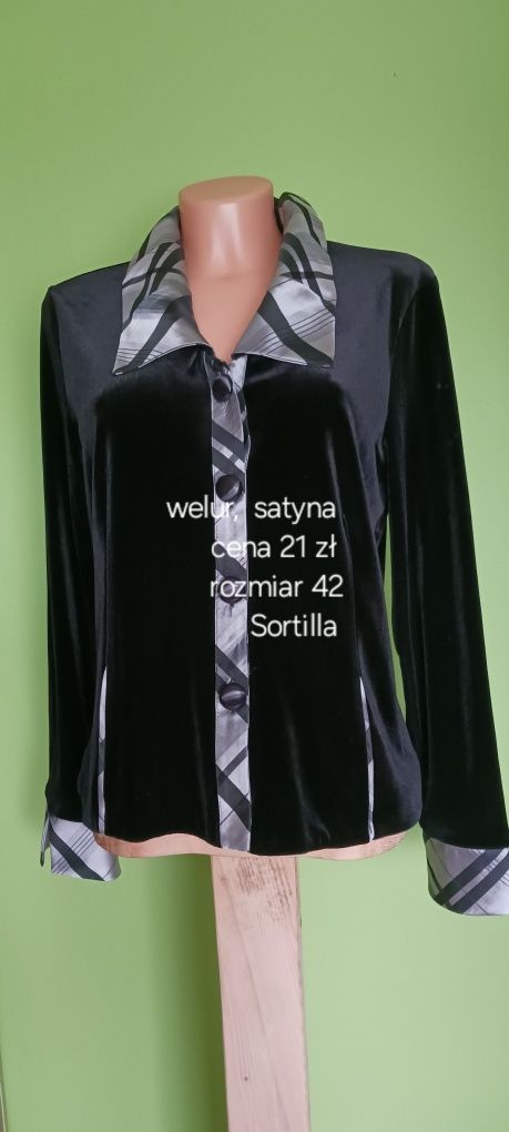 Czarna koszula ze srebrnymi wstawkami Sortilla rozm.42