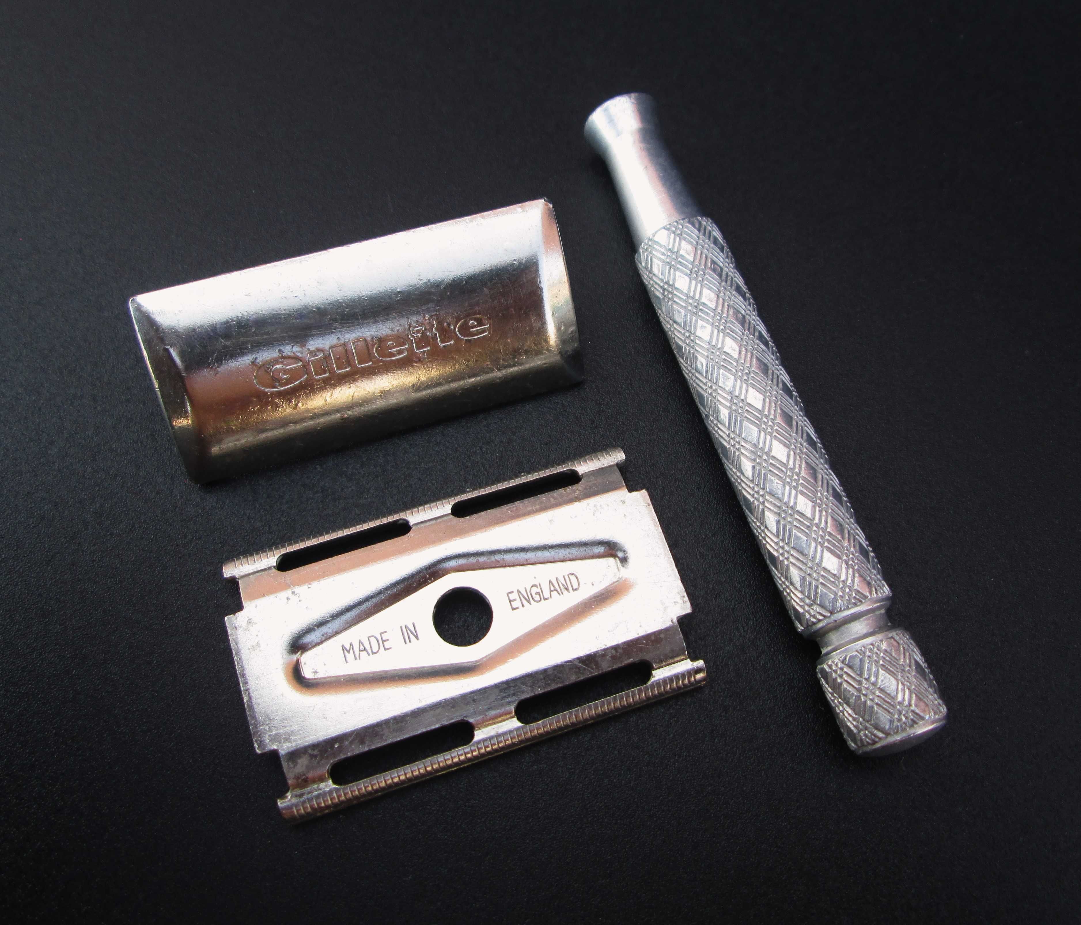 70's Maquina de Barbear GILLETTE Aluminum Spirals Handle - England