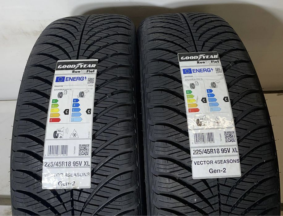 2x 225/45r18 GoodYear Vector 4Seasons Gen-2 95V XL RunFlat RFT