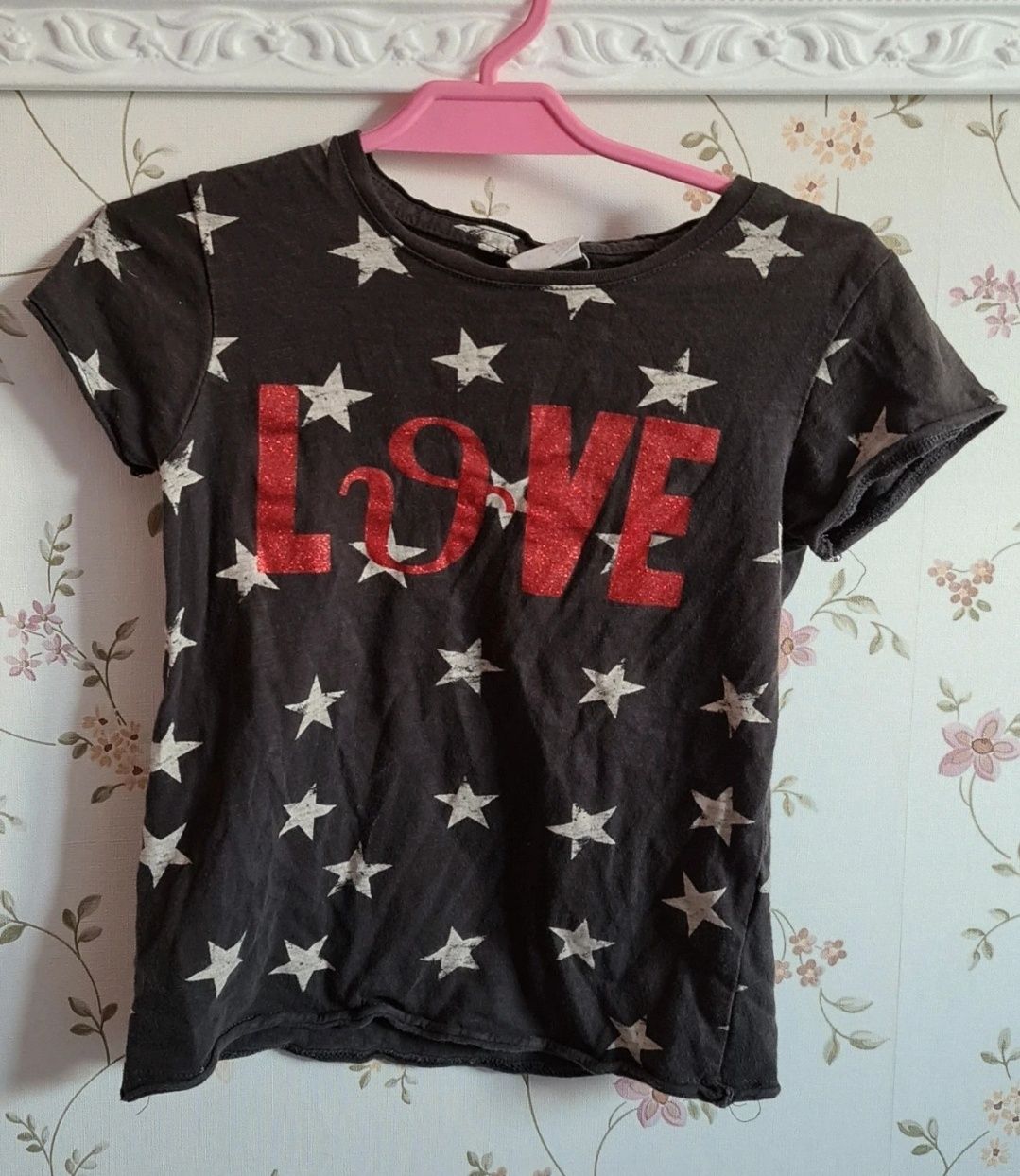 Bluzka t-shirt z krótkim rękawem gwiazdki love Zara rozm 110