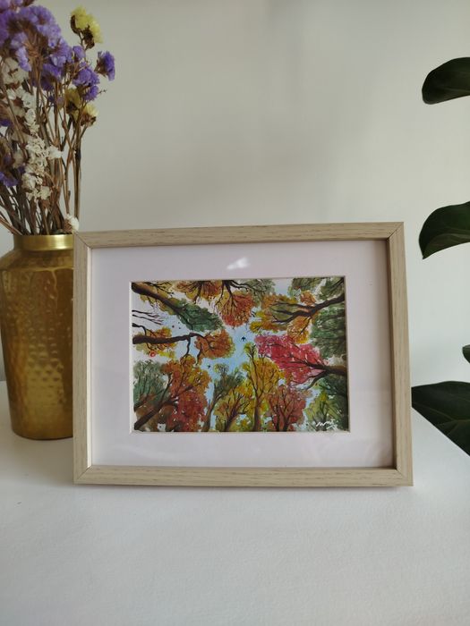 Aguarela original Árvores de outono