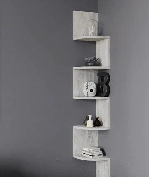 Полиця кутова настінна для книг, сувенірів, навісна, Змійка, біла