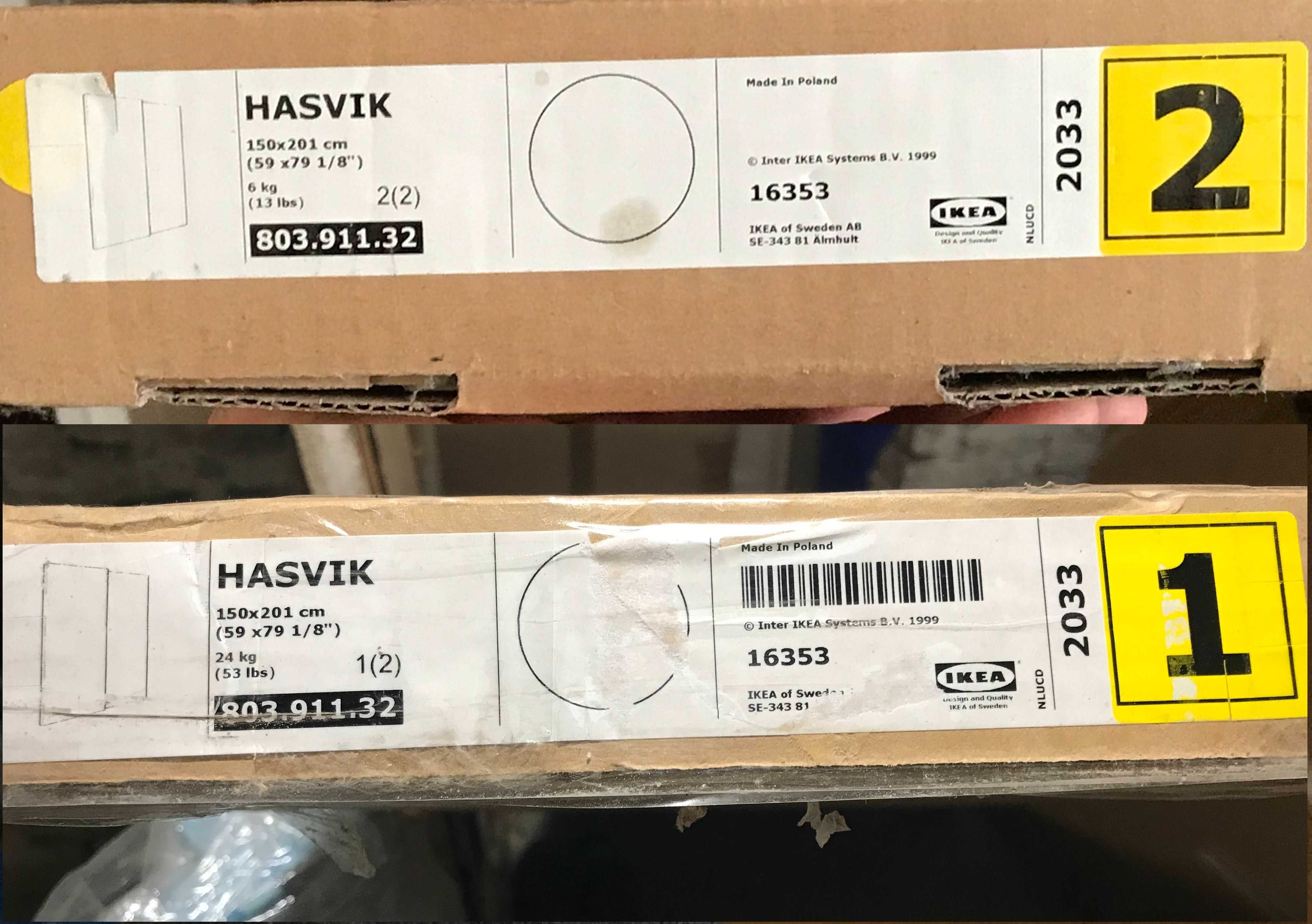 Nowe białe matowe drzwi HASVIK 150x201 IKEA 803.911.32 i prowadnice