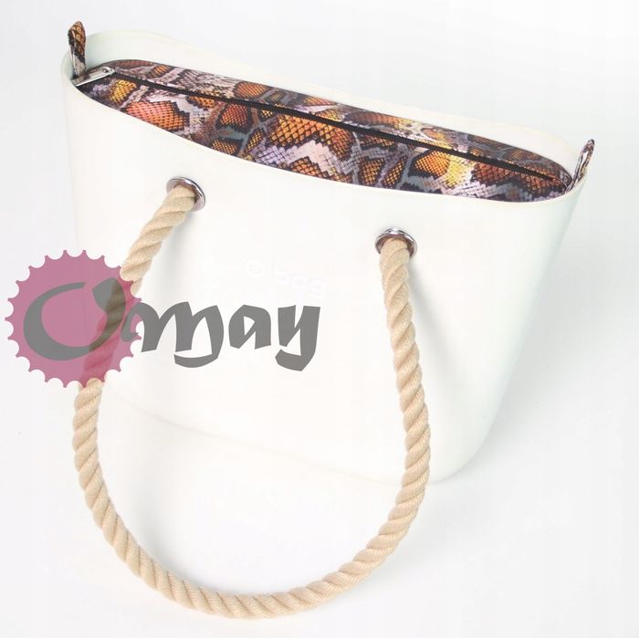 Czarny organizer OBAG MINI wąż brąz beż 2 kieszenie wnętrze OMAY