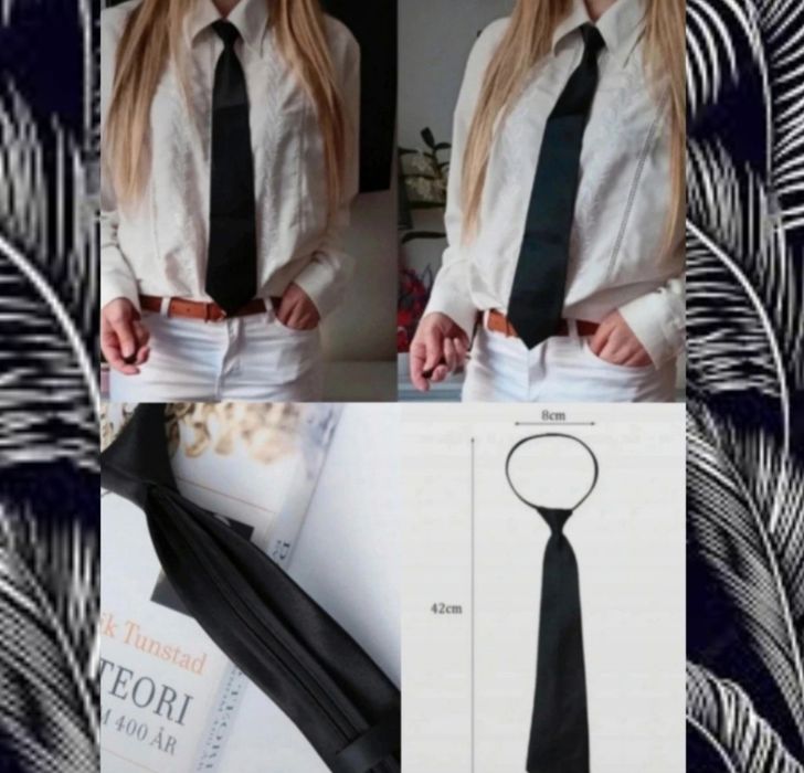 Czarny krawat damski, nowy