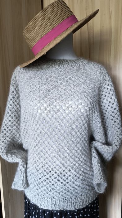 Sweterek - Kid moher, jedwab i alpaca. Ręcznie robiony.