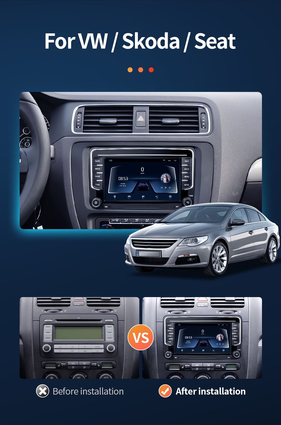 Radio Nawigacja Android 13 2/32Gb VW,Golf,Passat,Seat,Polo