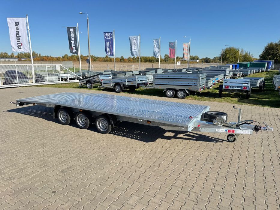 Niewiadów Jupiter 600 x210 cm , 3500 kg  laweta 3 osie | lampy LED | najazdy 2,5m | koło zapasowe | wciągarka