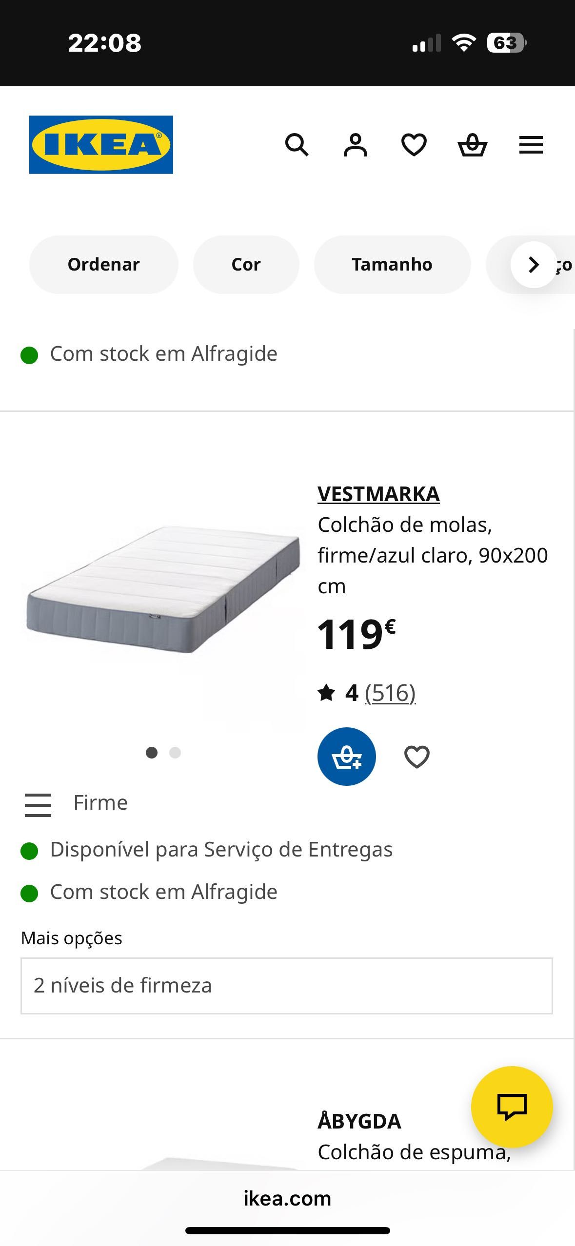 Cama ikea 90x200 + Colchão