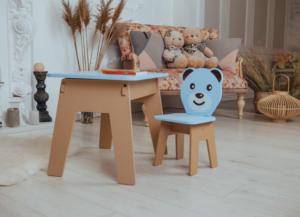 Дитячий стіл із шухлядою та стільчик для навчання, малювання, гри