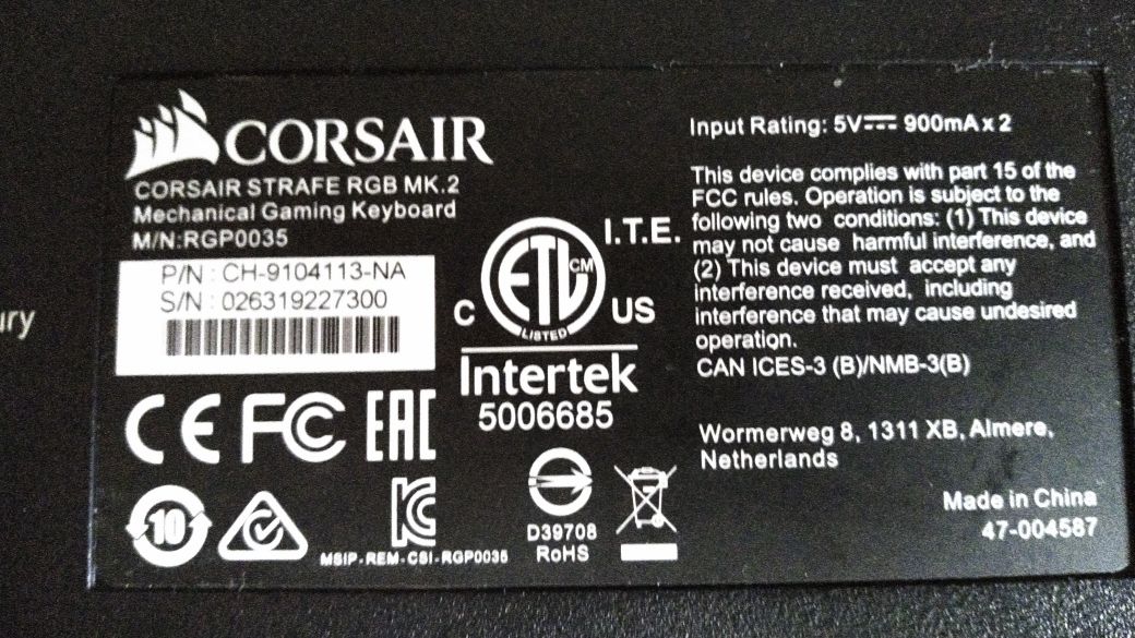 клавиатура Corsair STRAFE RGB MK.2 - Cherry MX Silent CH-9104113-NA