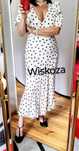 Elegancka, biała sukienka Maxi  w grochy 36/40