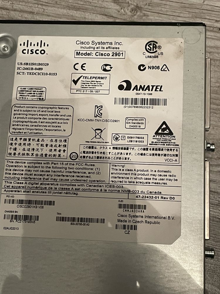 Ruter CISCO 2900 Series Cisco 2901 z Karta Cisco 256MB