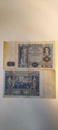 Dwa banknoty 20 zlotowe 1936 rok