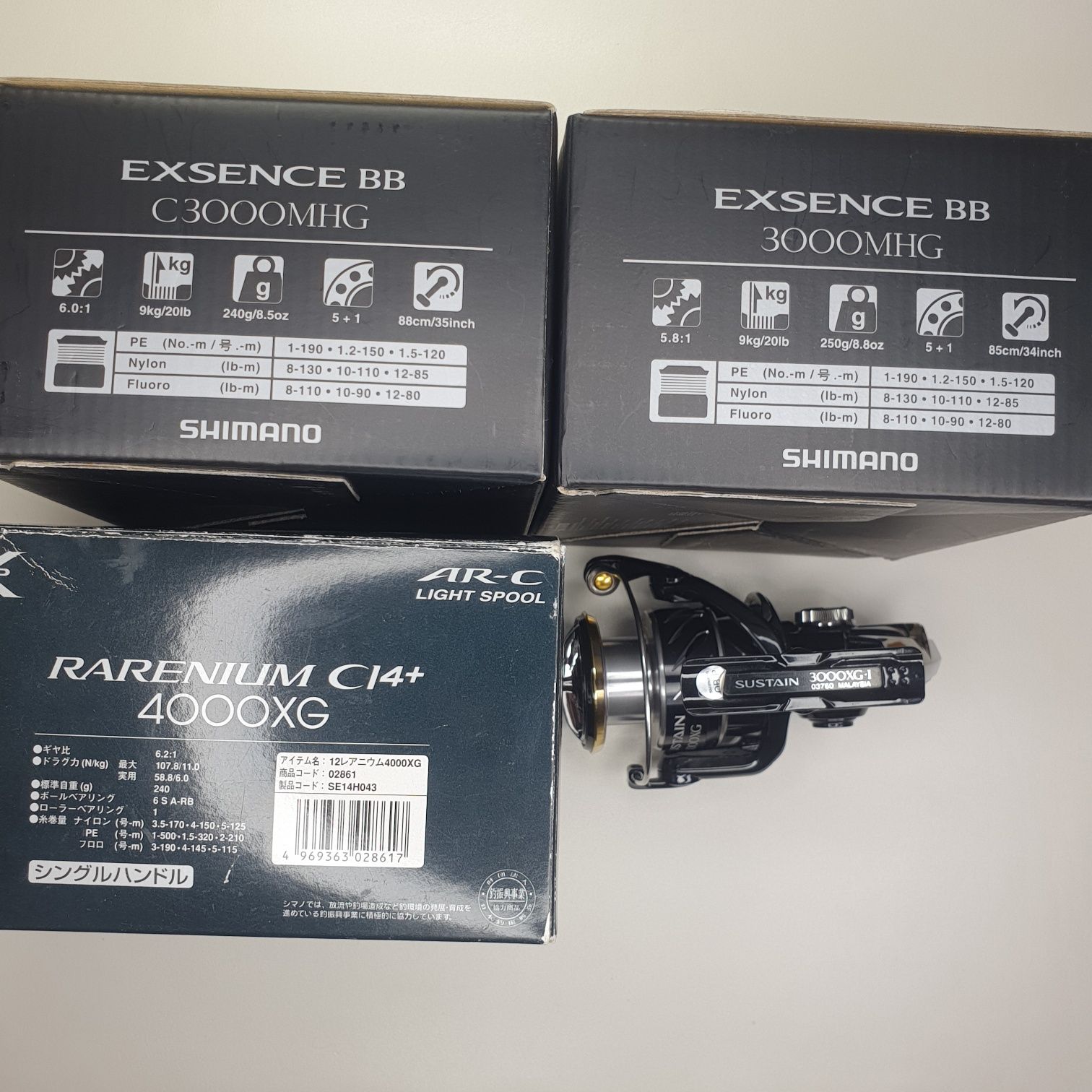 Катушки Shimano Exsence,  Rarenium , Sustain
