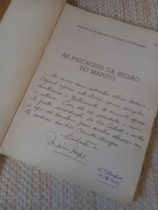livro antigo As Pastagens da região do Maputo Moçambique Mário Myre