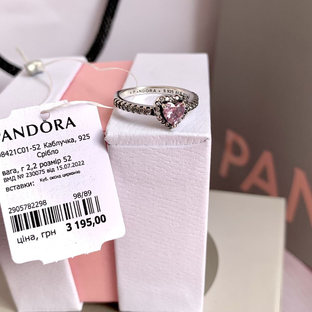 Каблучка Пандора Pandora оригінал кільце Кольцо «Рожеве серце» нова