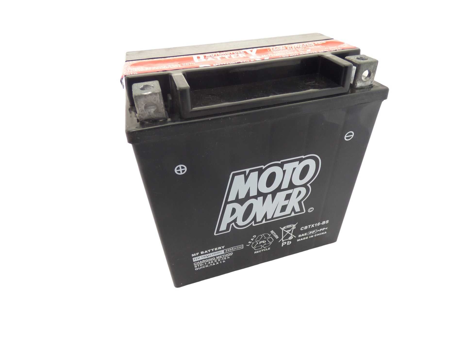 Akumulator 12V 14Ah 230A L+ AGM Moto Power CBTX16-BS