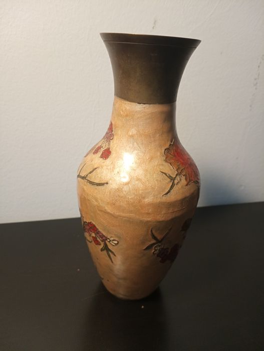 Antiga Jarra decorativa arte cloisonne (esmalte sobre metal)	- India