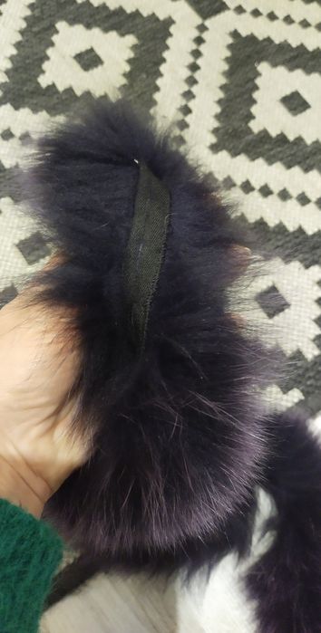 Futerko naturalne obszycie kaptura fioletowe