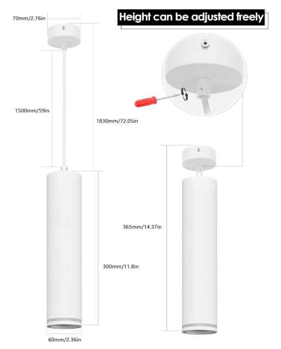 lampa wisząca cylindryczna kolor biały (2 sztuki)