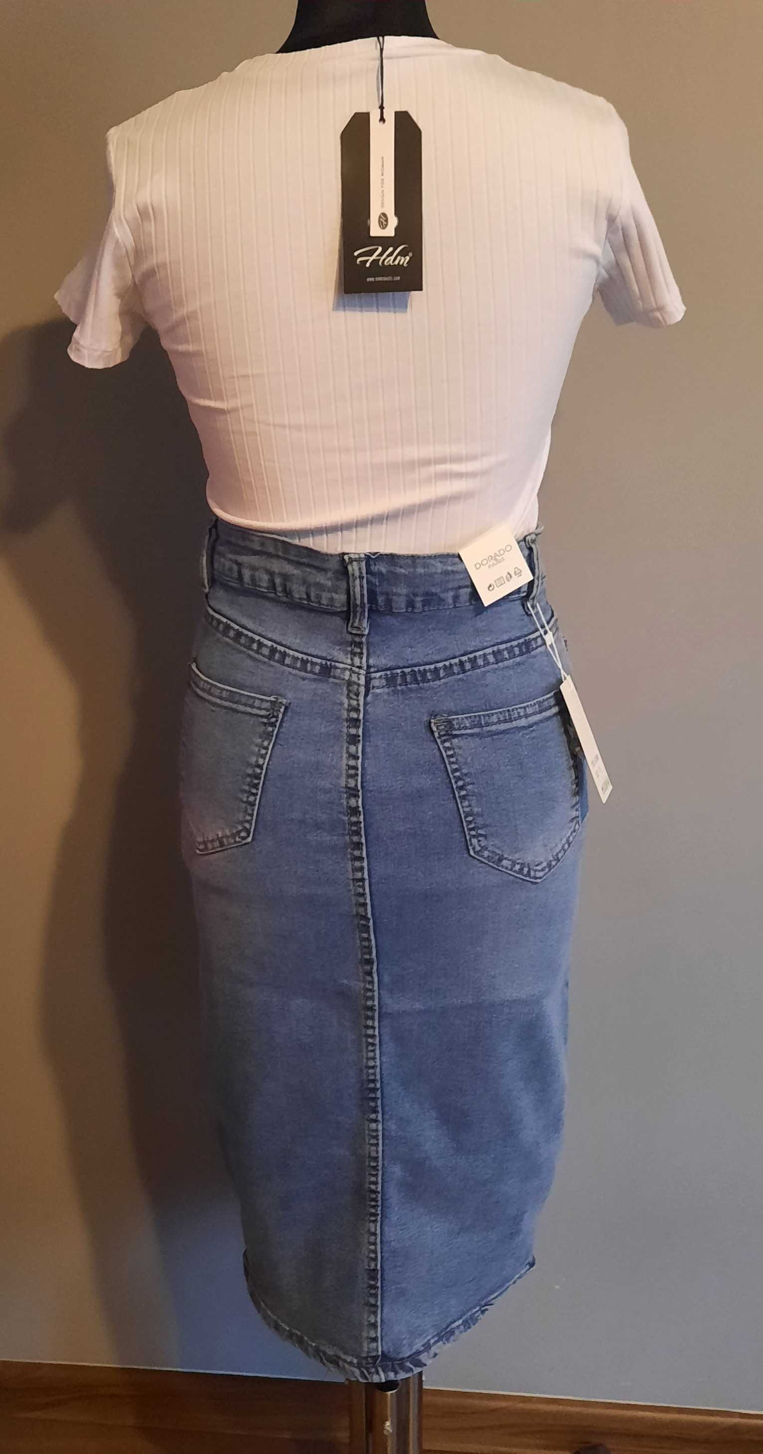 Nowa jeansowa spódnica midi rozmiar 36/S francuski producent Dorado
